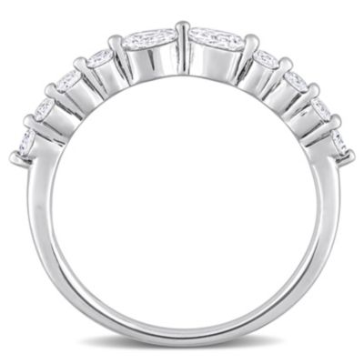 5/8 CT TGW Lab Created Diamond Band Platinum Plated Sterling Silver