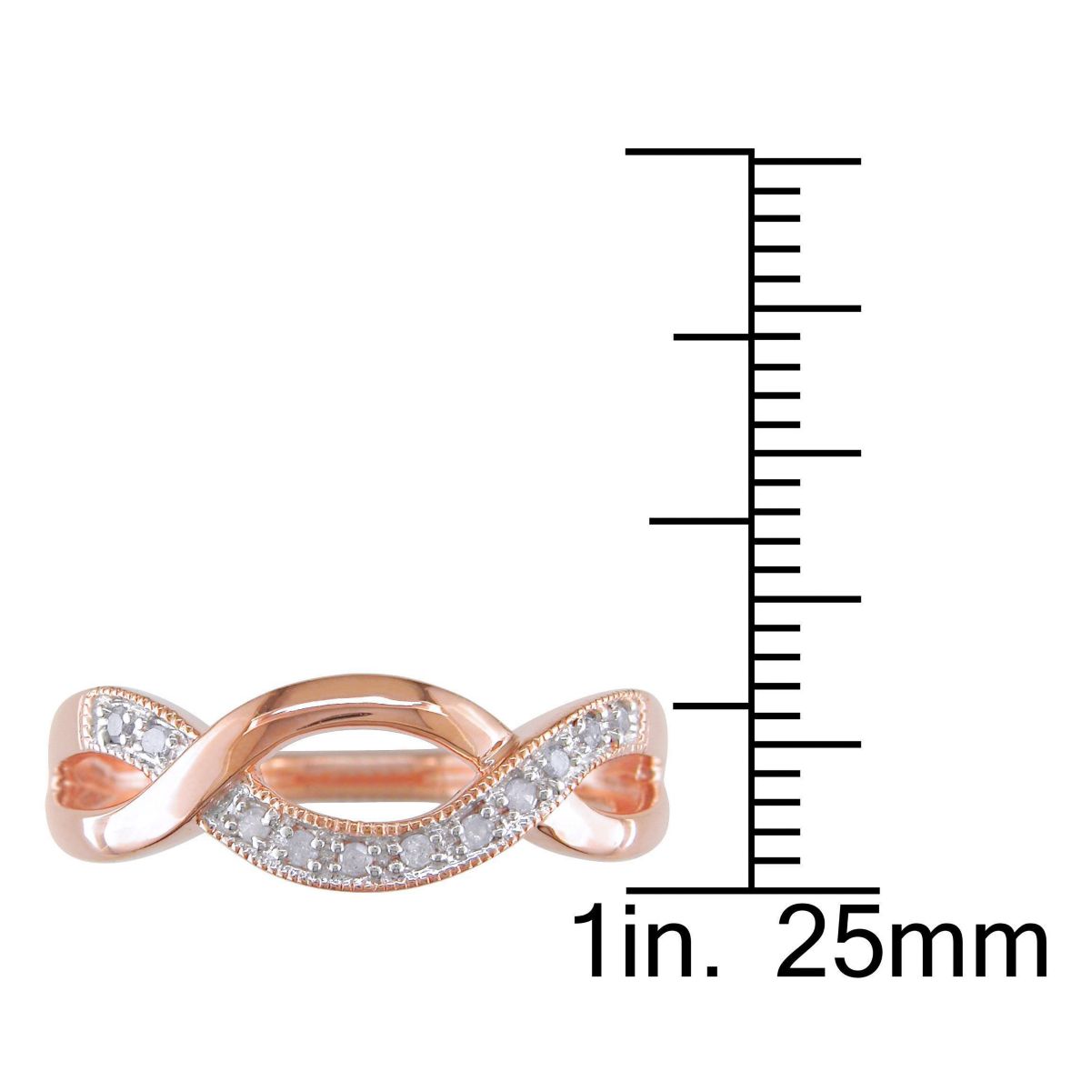 1/10 CT TW Diamond Crossover Ring in Rose Plated Sterling Silver