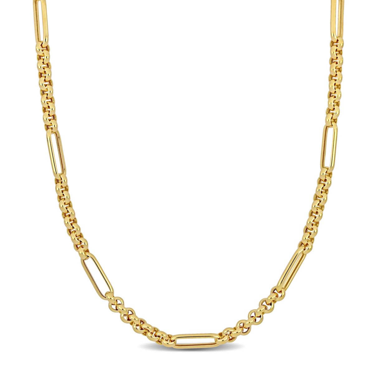 5.3mm mm Rolo Station Link Necklace in 14k Yellow Gold, 32 in