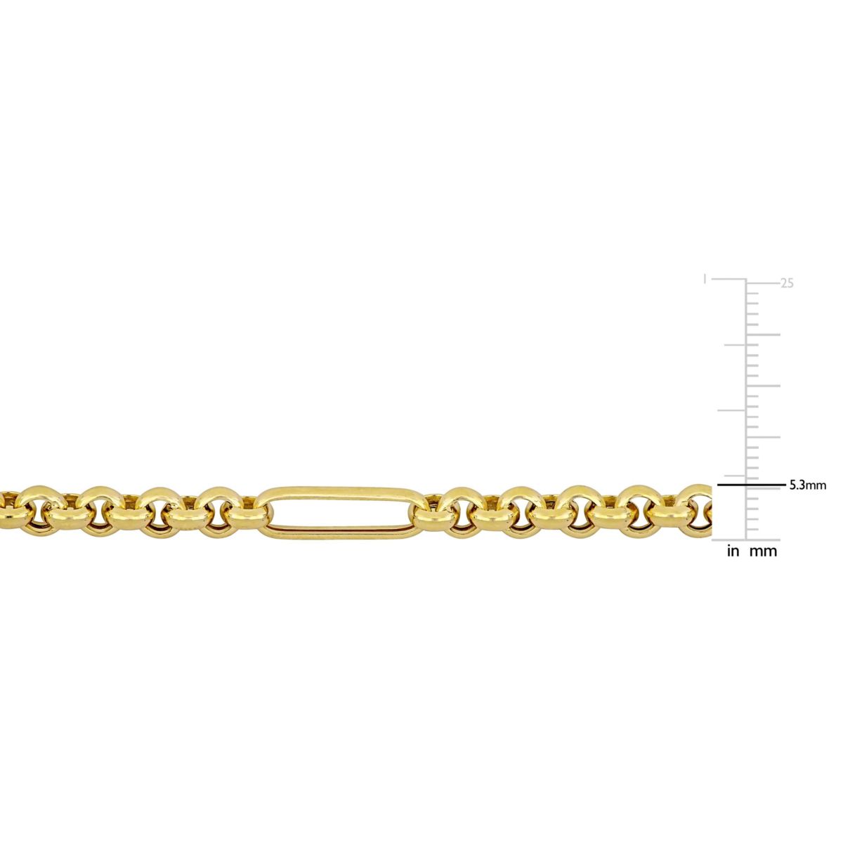 5.3mm mm Rolo Station Link Necklace in 14k Yellow Gold, 32 in
