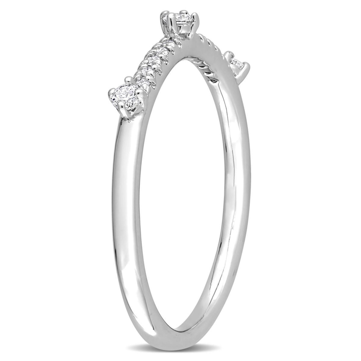 1/7 CT TGW Lab Created Diamond Semi-Eternity Ring in Platinum Plated Sterling Silver