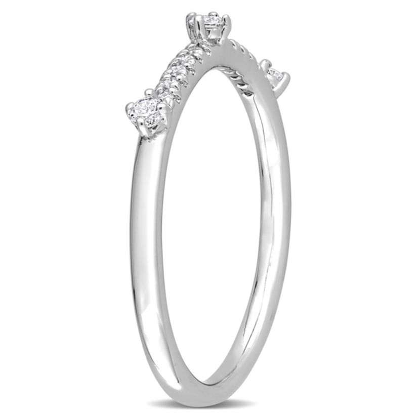 1/7 CT TGW Lab Created Diamond Semi-Eternity Ring in Platinum Plated Sterling Silver