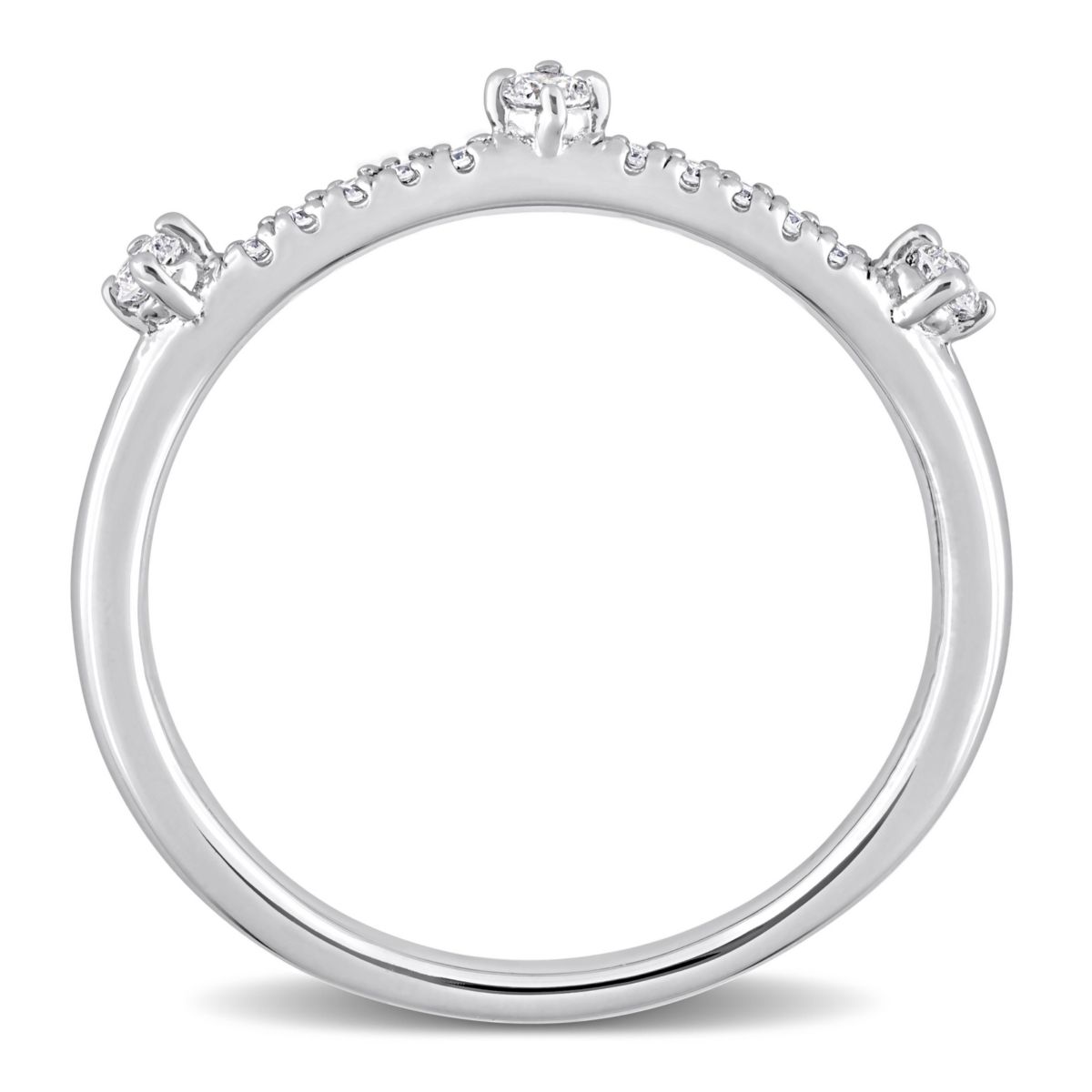 1/7 CT TGW Lab Created Diamond Semi-Eternity Ring in Platinum Plated Sterling Silver