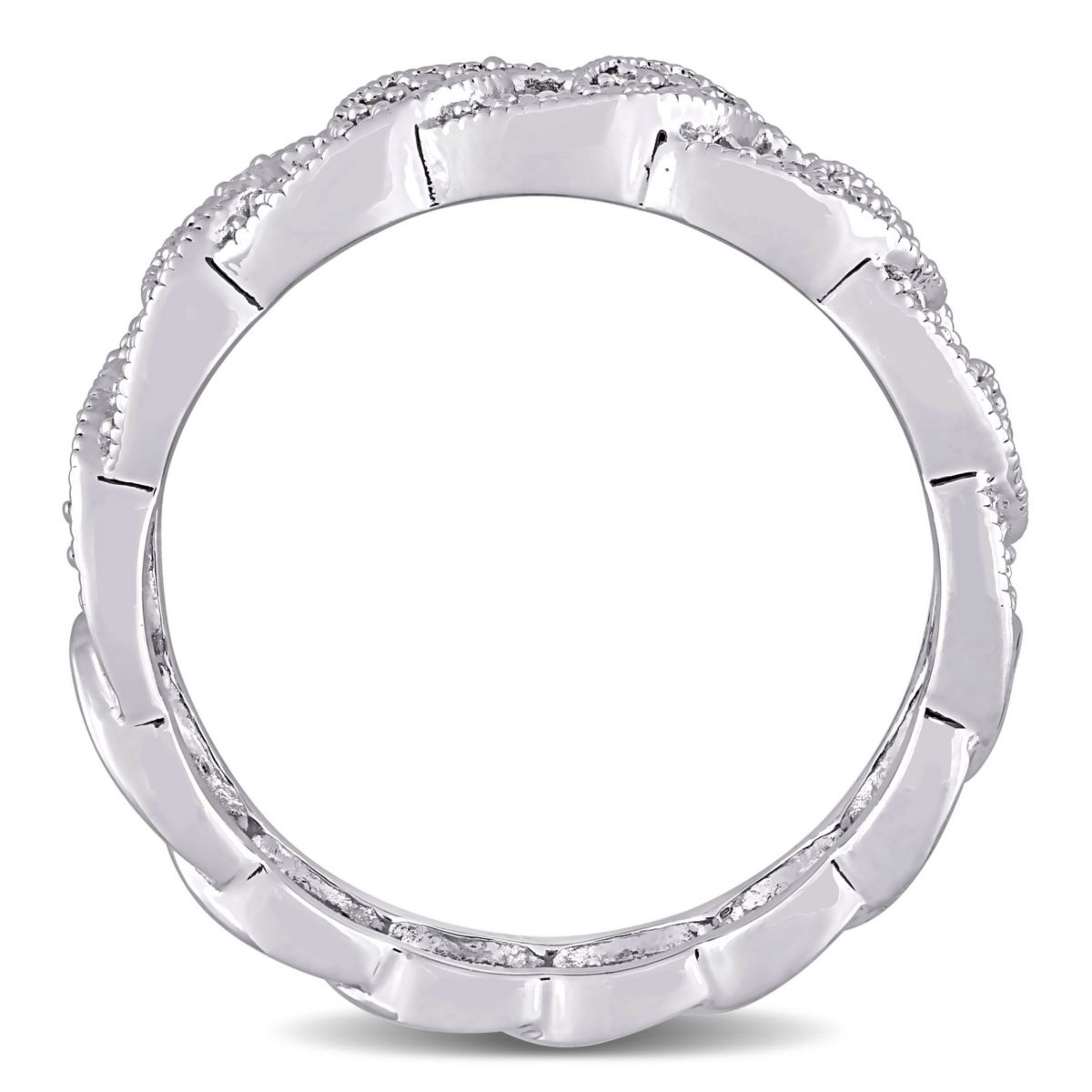 1/10 CT TW Diamond Oval Link Ring in Sterling Silver