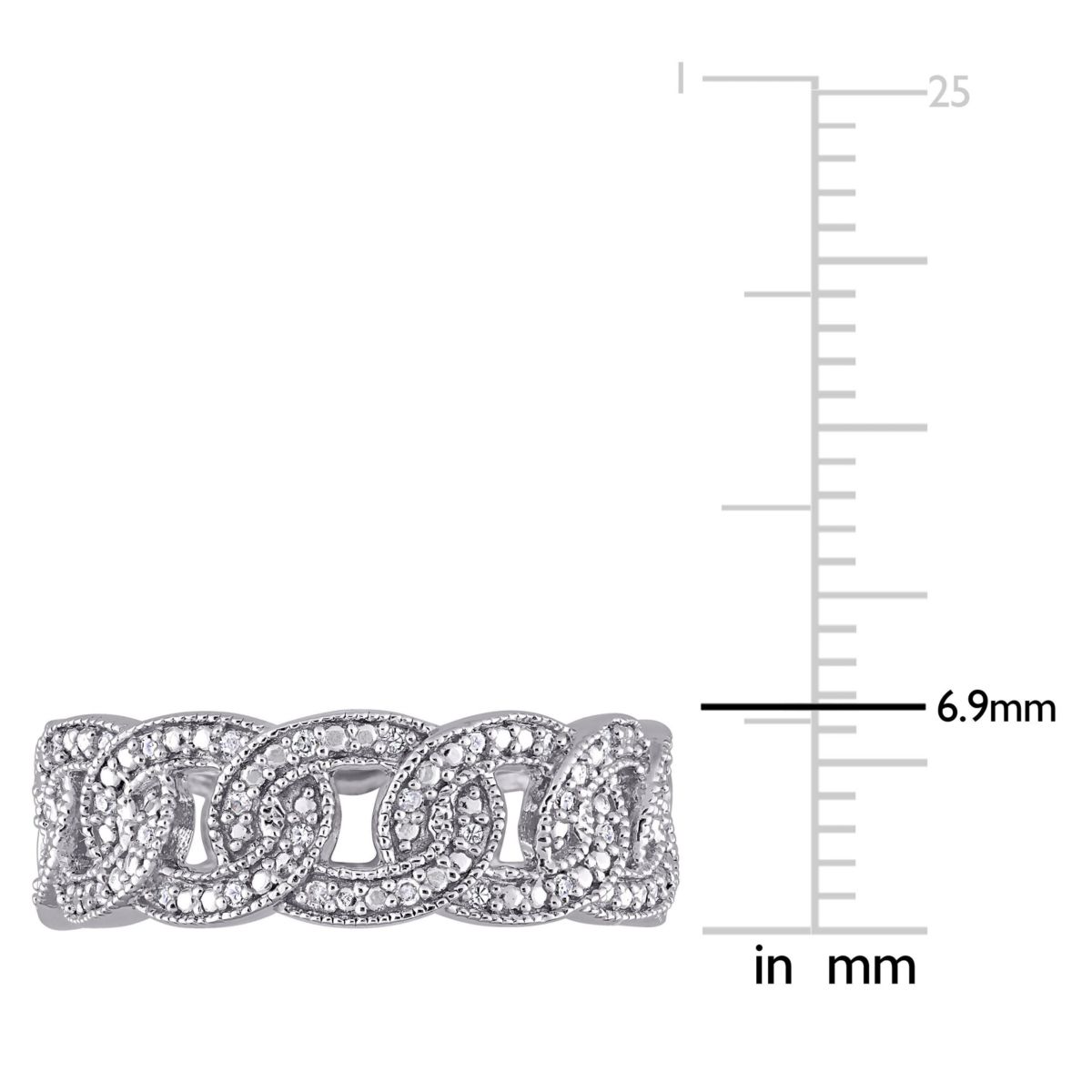 1/10 CT TW Diamond Oval Link Ring in Sterling Silver
