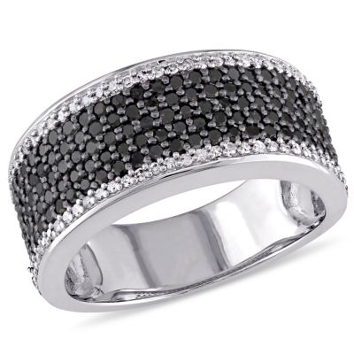 Belk & Co 1 CT TW Black and White Diamond Anniversary Band in Sterling Silver with Black Rhodium, 4