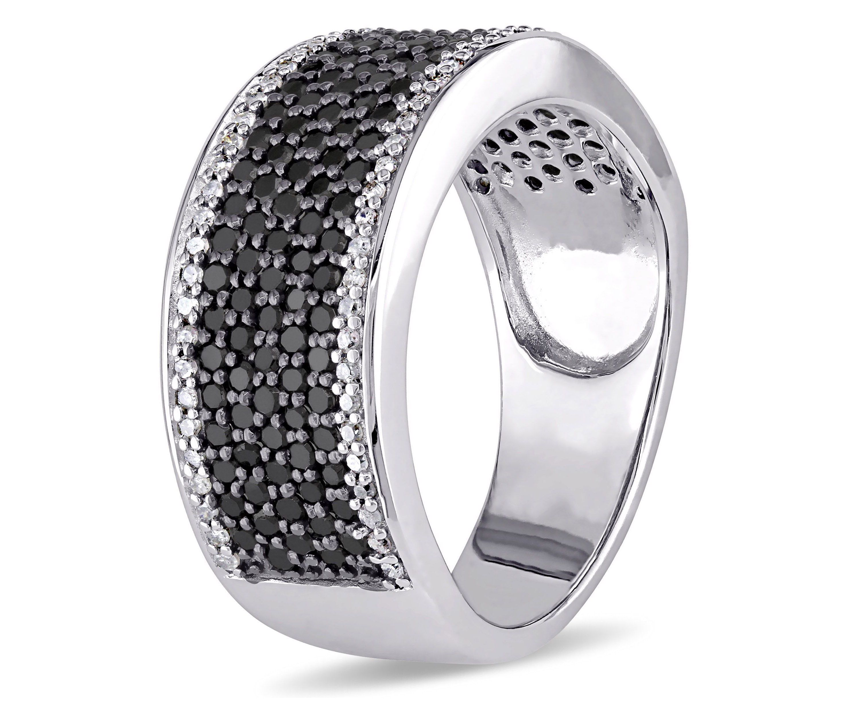 1 CT TW Black and White Diamond Anniversary Band in Sterling Silver with Black Rhodium