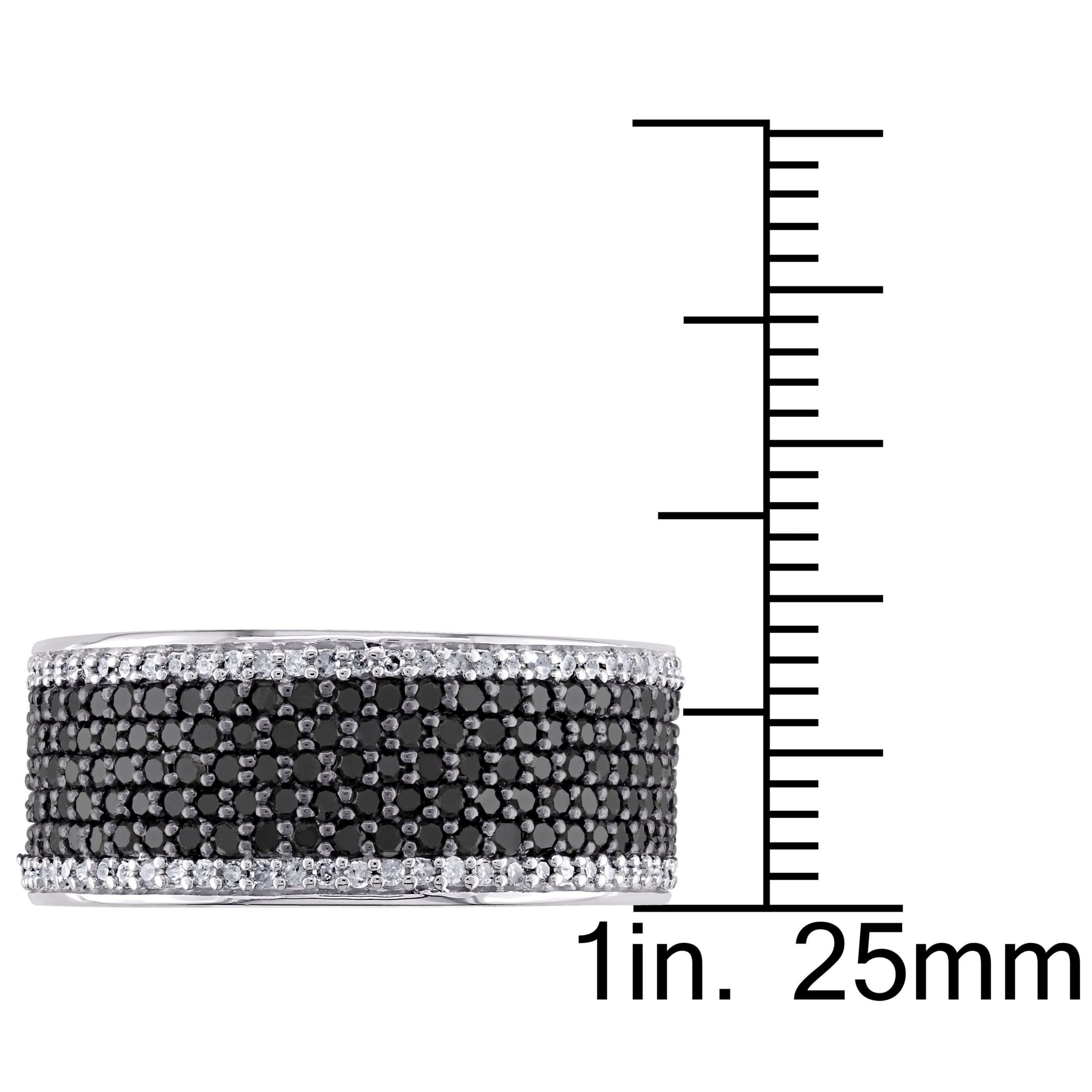 1 CT TW Black and White Diamond Anniversary Band in Sterling Silver with Black Rhodium