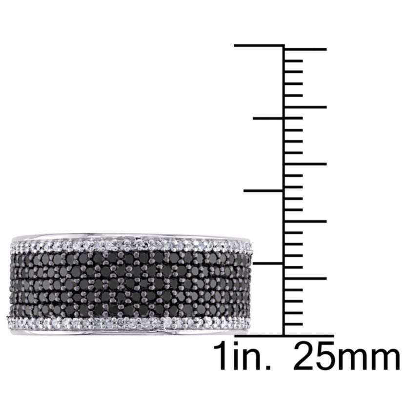 1 CT TW Black and White Diamond Anniversary Band in Sterling Silver with Black Rhodium