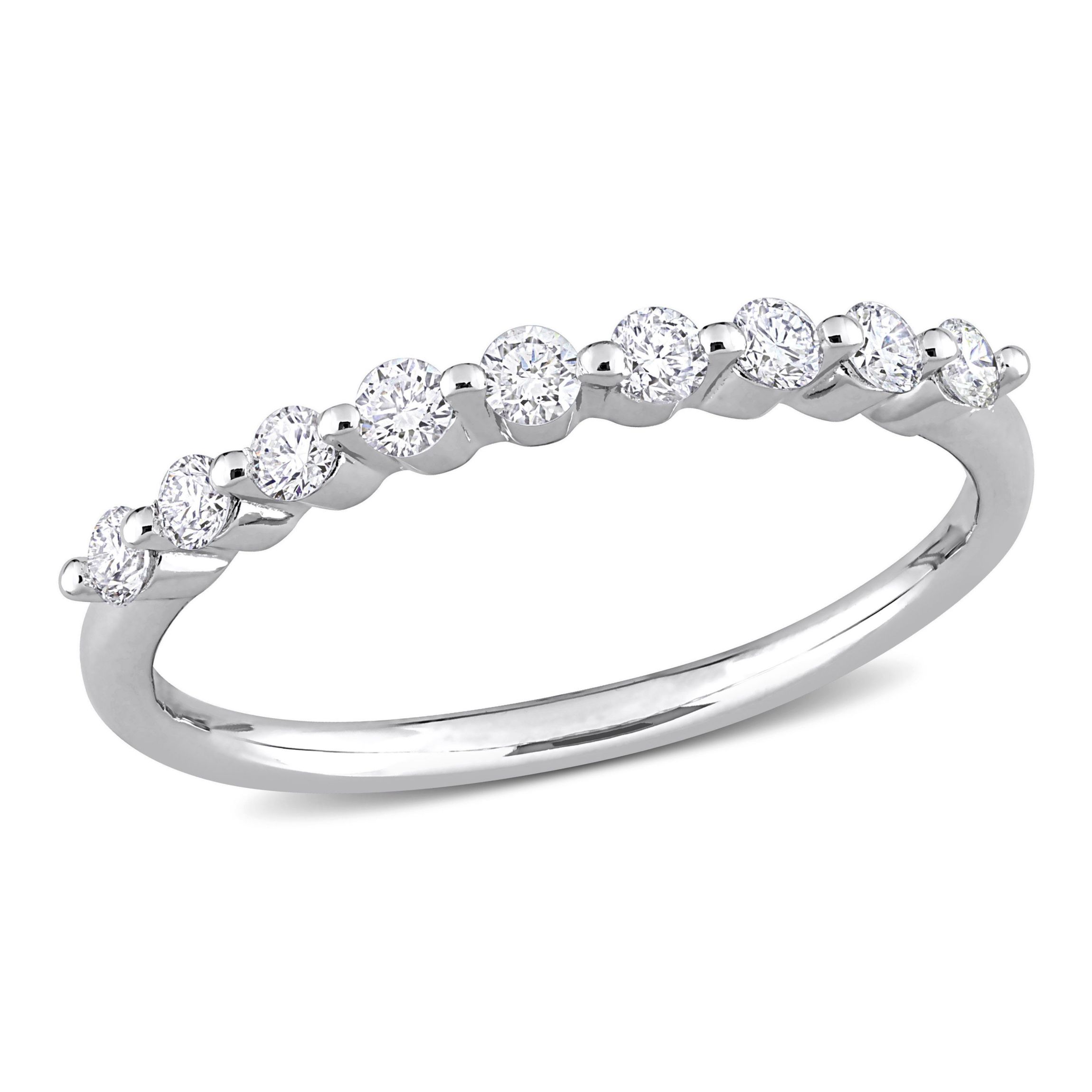 1/3 CT TGW Lab Created Diamond Semi-Eternity Ring in Platinum Plated Sterling Silver