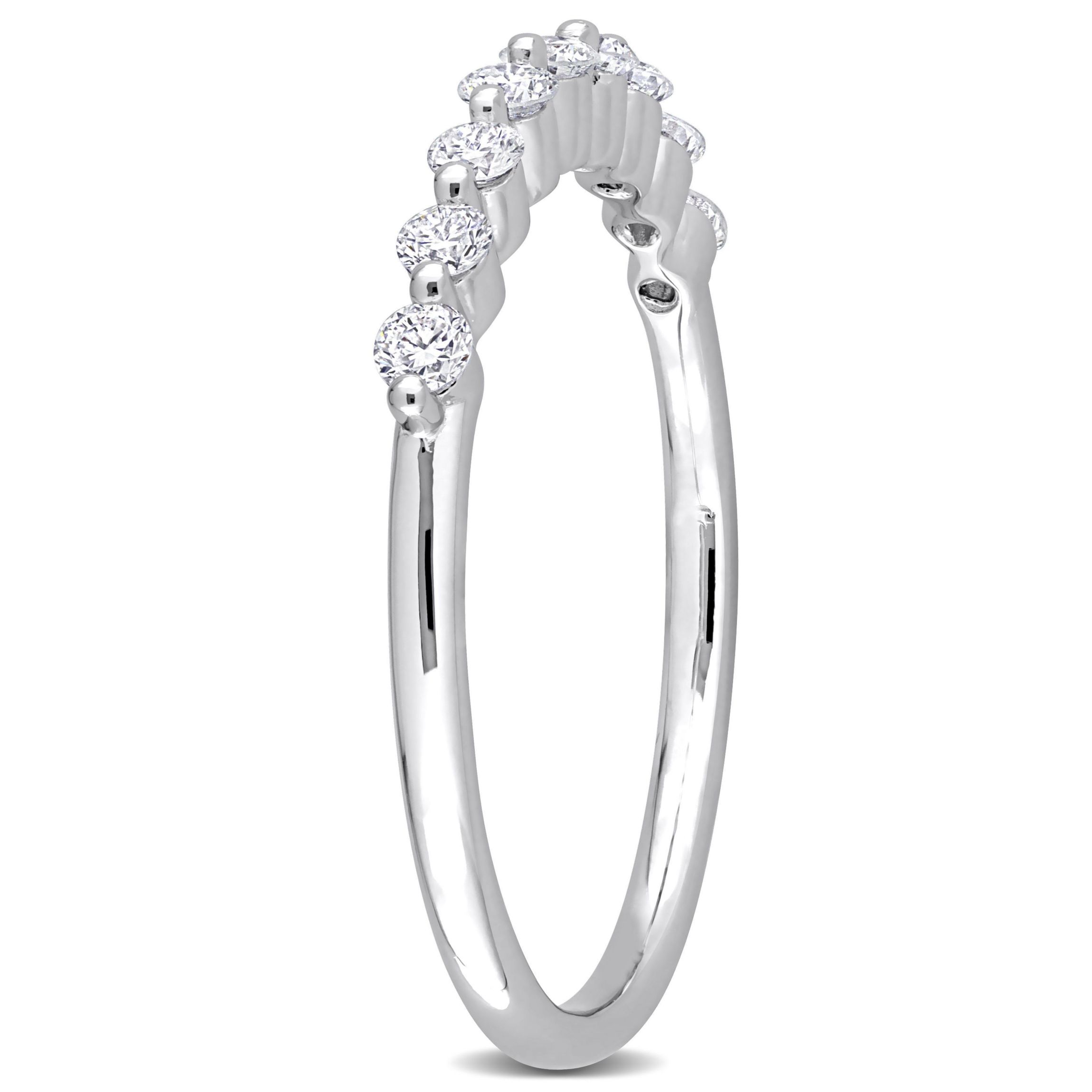 1/3 CT TGW Lab Created Diamond Semi-Eternity Ring in Platinum Plated Sterling Silver