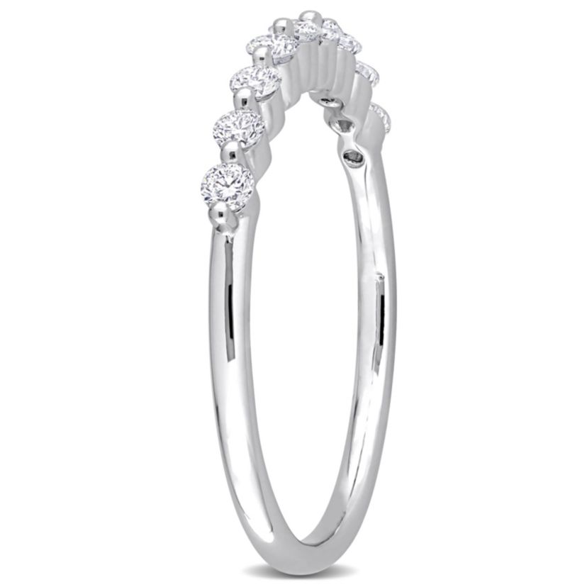 1/3 CT TGW Lab Created Diamond Semi-Eternity Ring in Platinum Plated Sterling Silver