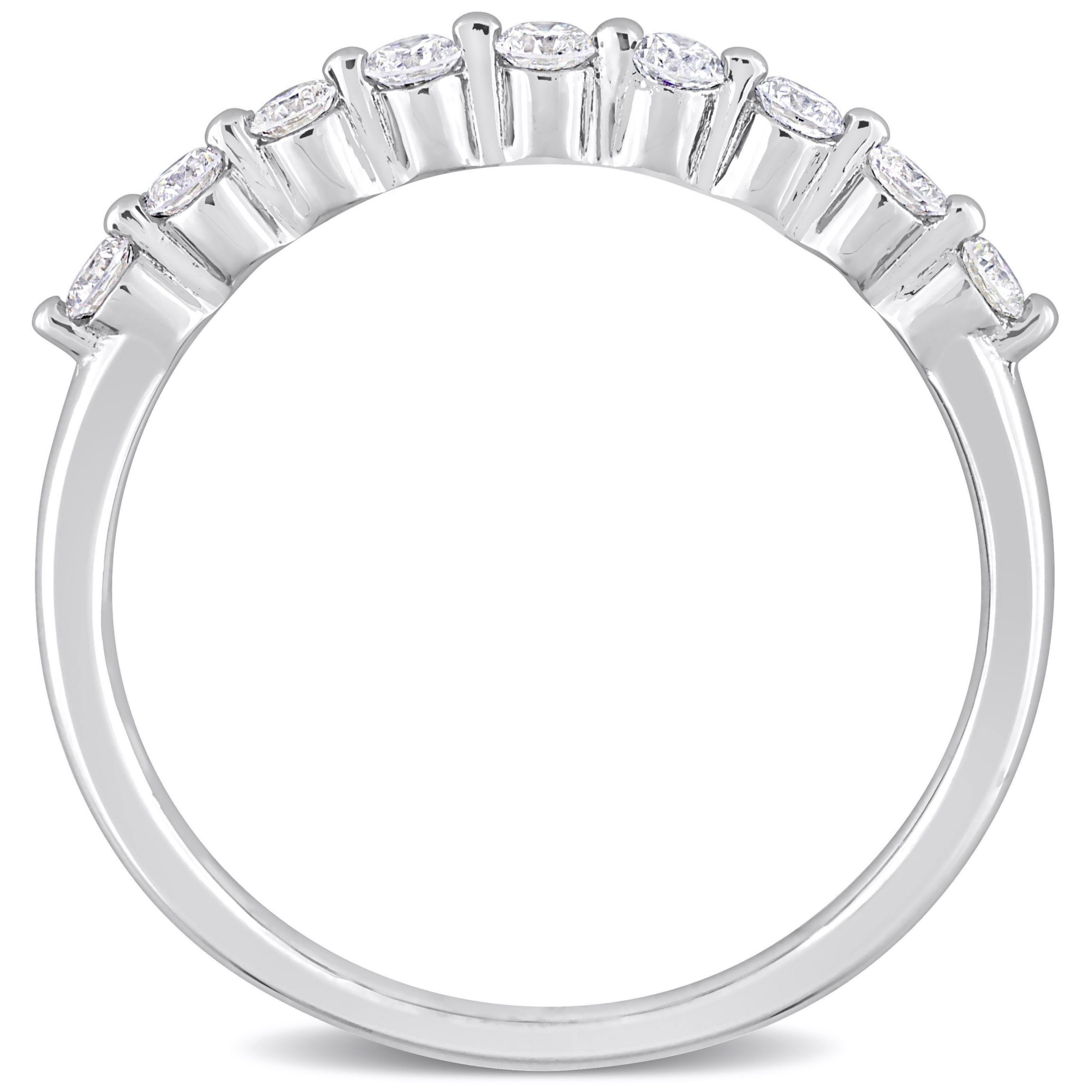 1/3 CT TGW Lab Created Diamond Semi-Eternity Ring in Platinum Plated Sterling Silver