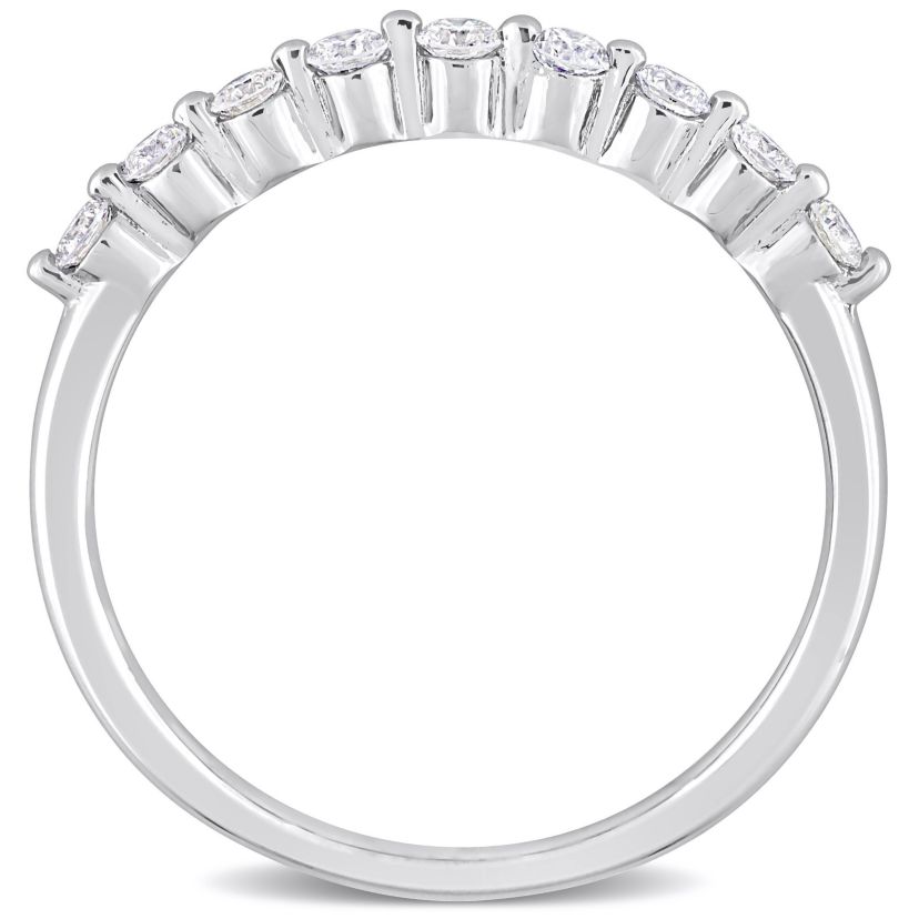 1/3 CT TGW Lab Created Diamond Semi-Eternity Ring in Platinum Plated Sterling Silver
