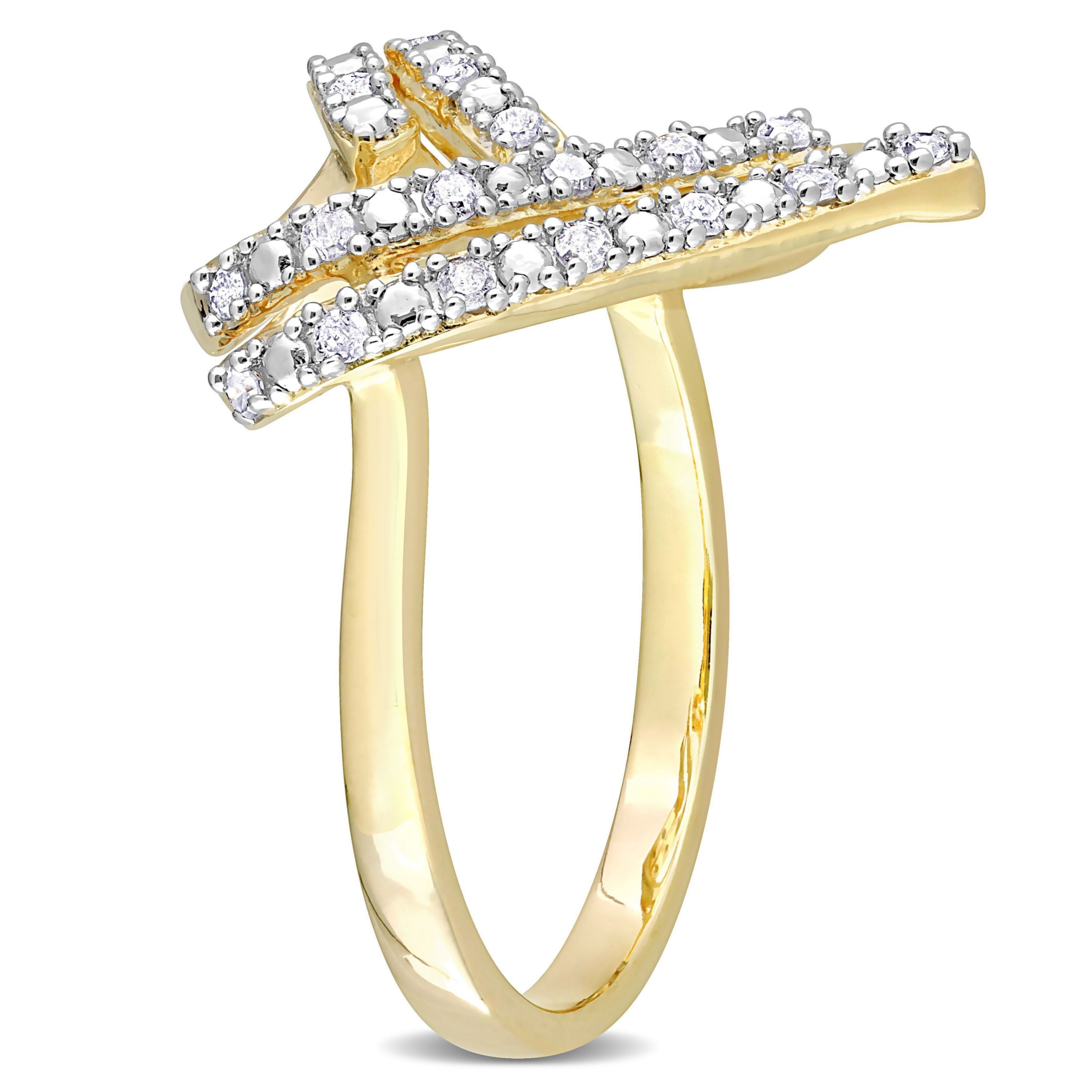 1/5 CT TW Diamond Open Heart Ring in Yellow Plated Sterling Silver
