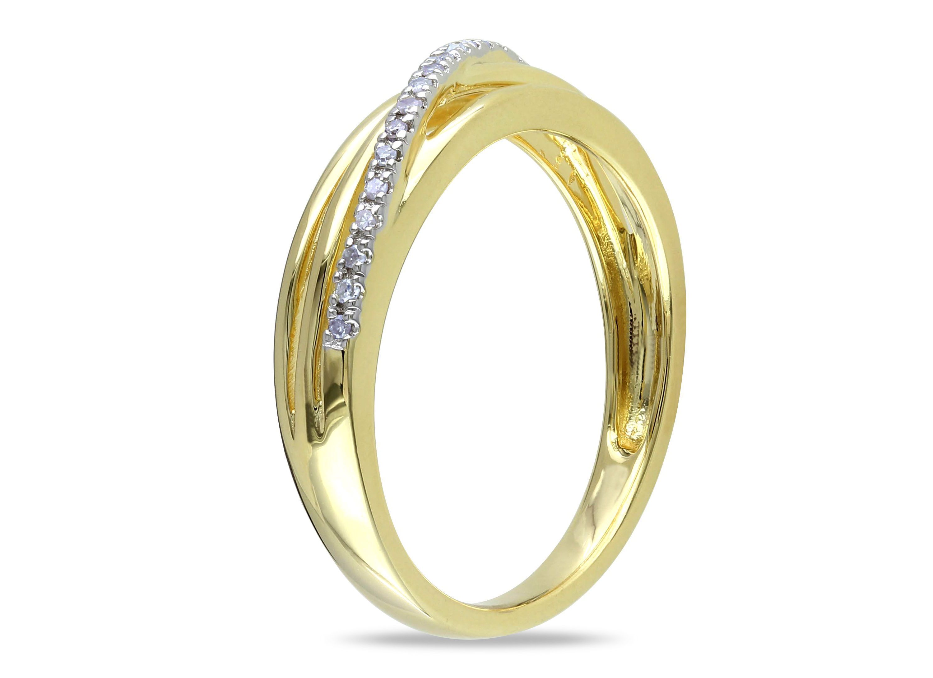 Diamond Accent Crossover Ring in Yellow Plated Sterling Silver