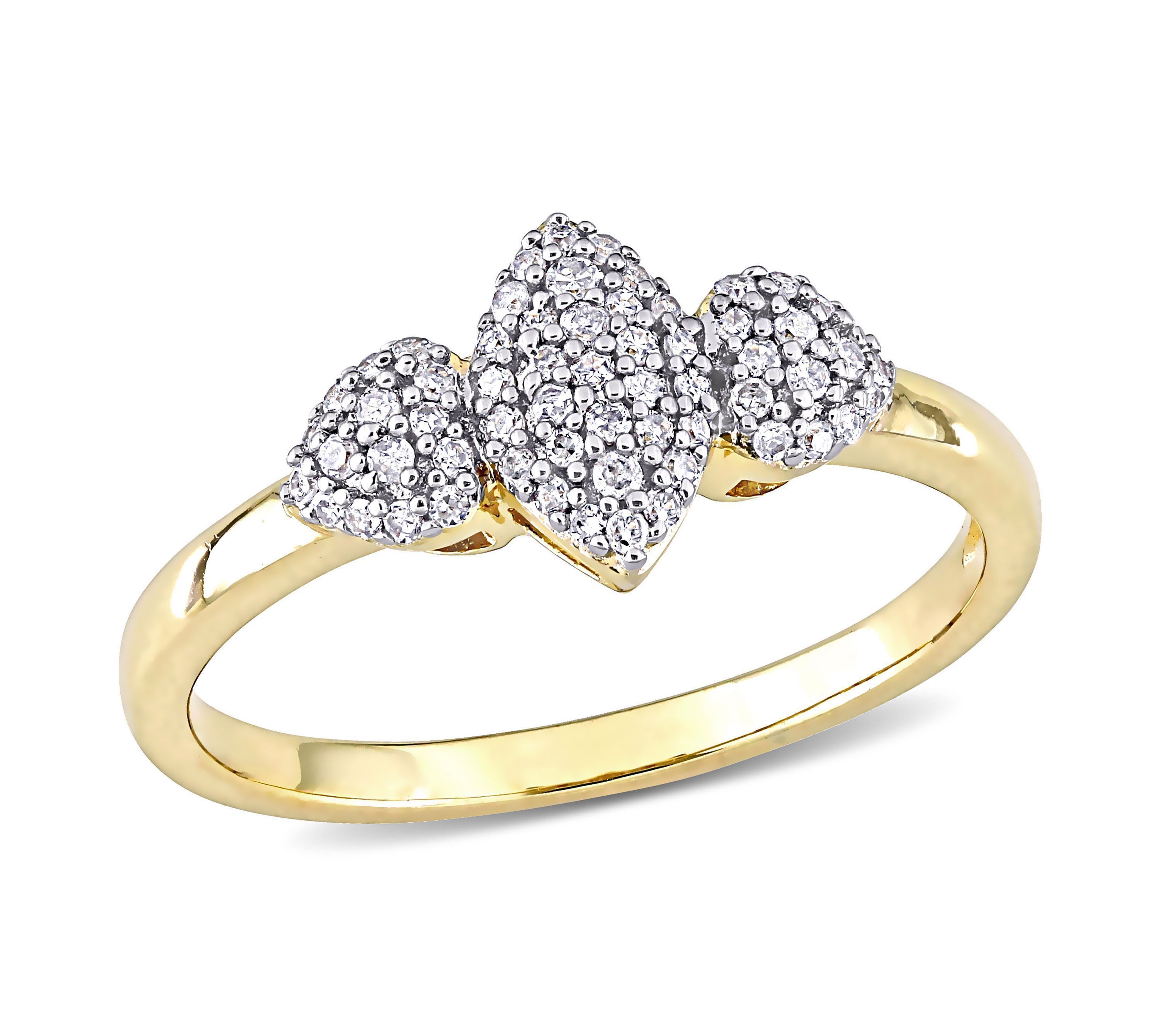 1/5 CT TW Diamond Marquise and Heart Shaped Cluster Ring in Yellow Plated Sterling Silver