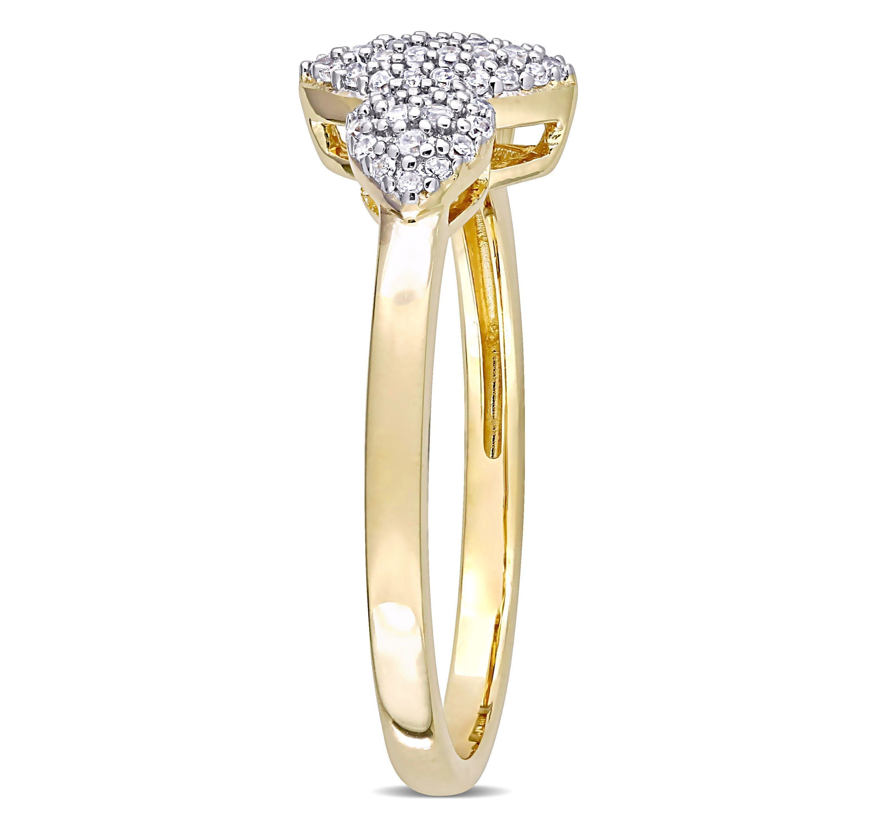 1/5 CT TW Diamond Marquise and Heart Shaped Cluster Ring in Yellow Plated Sterling Silver