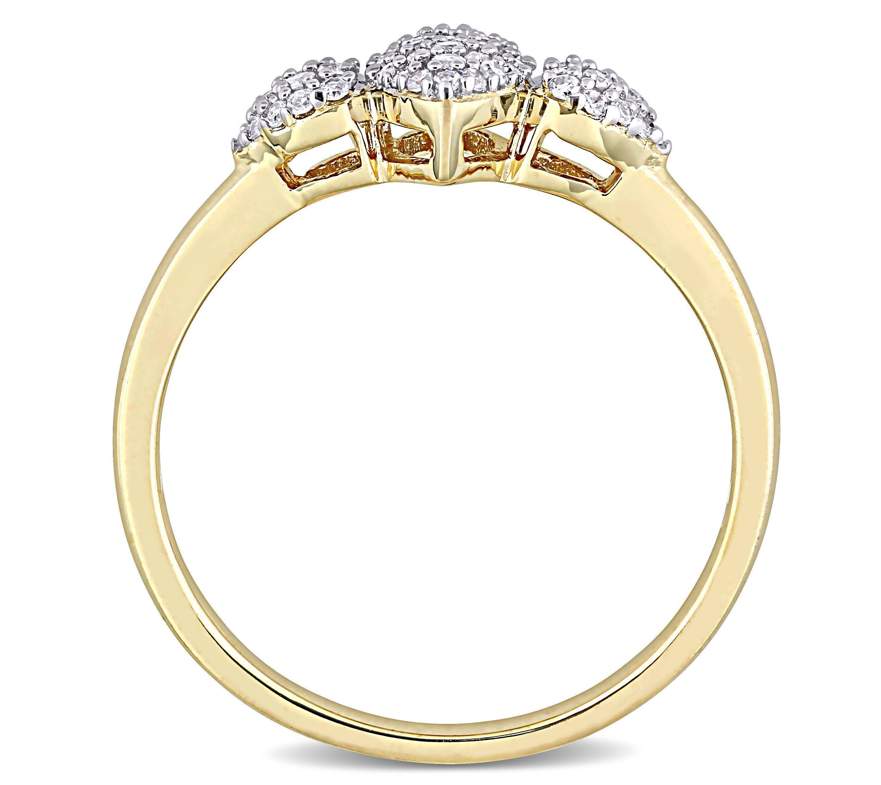1/5 CT TW Diamond Marquise and Heart Shaped Cluster Ring in Yellow Plated Sterling Silver