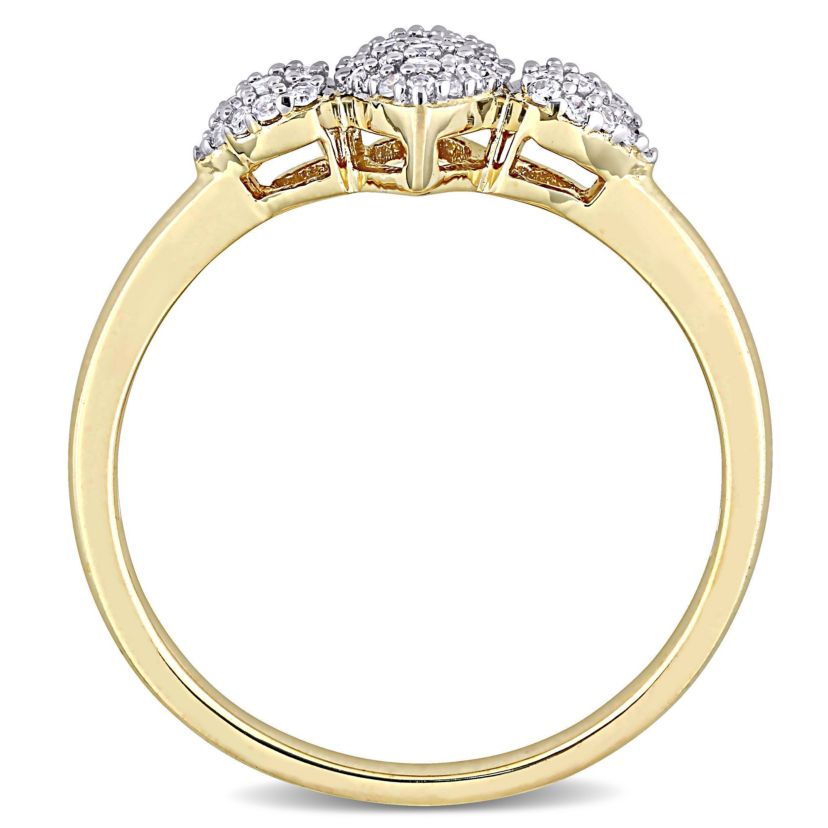 1/5 CT TW Diamond Marquise and Heart Shaped Cluster Ring in Yellow Plated Sterling Silver