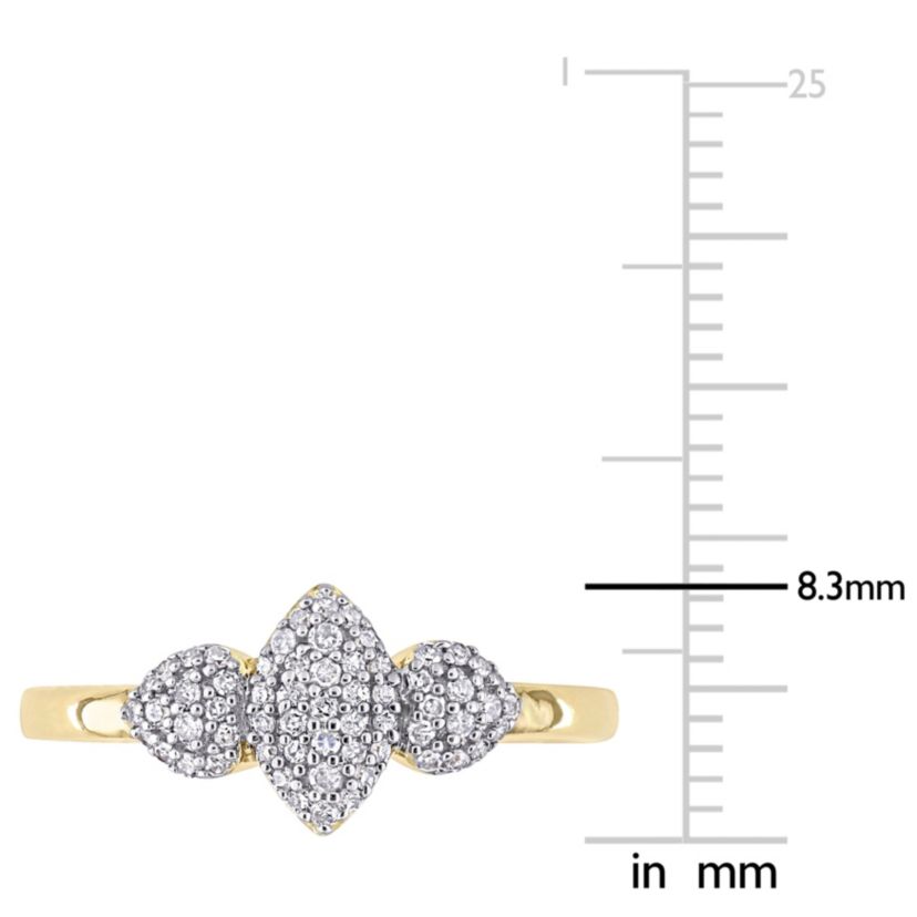 1/5 CT TW Diamond Marquise and Heart Shaped Cluster Ring in Yellow Plated Sterling Silver