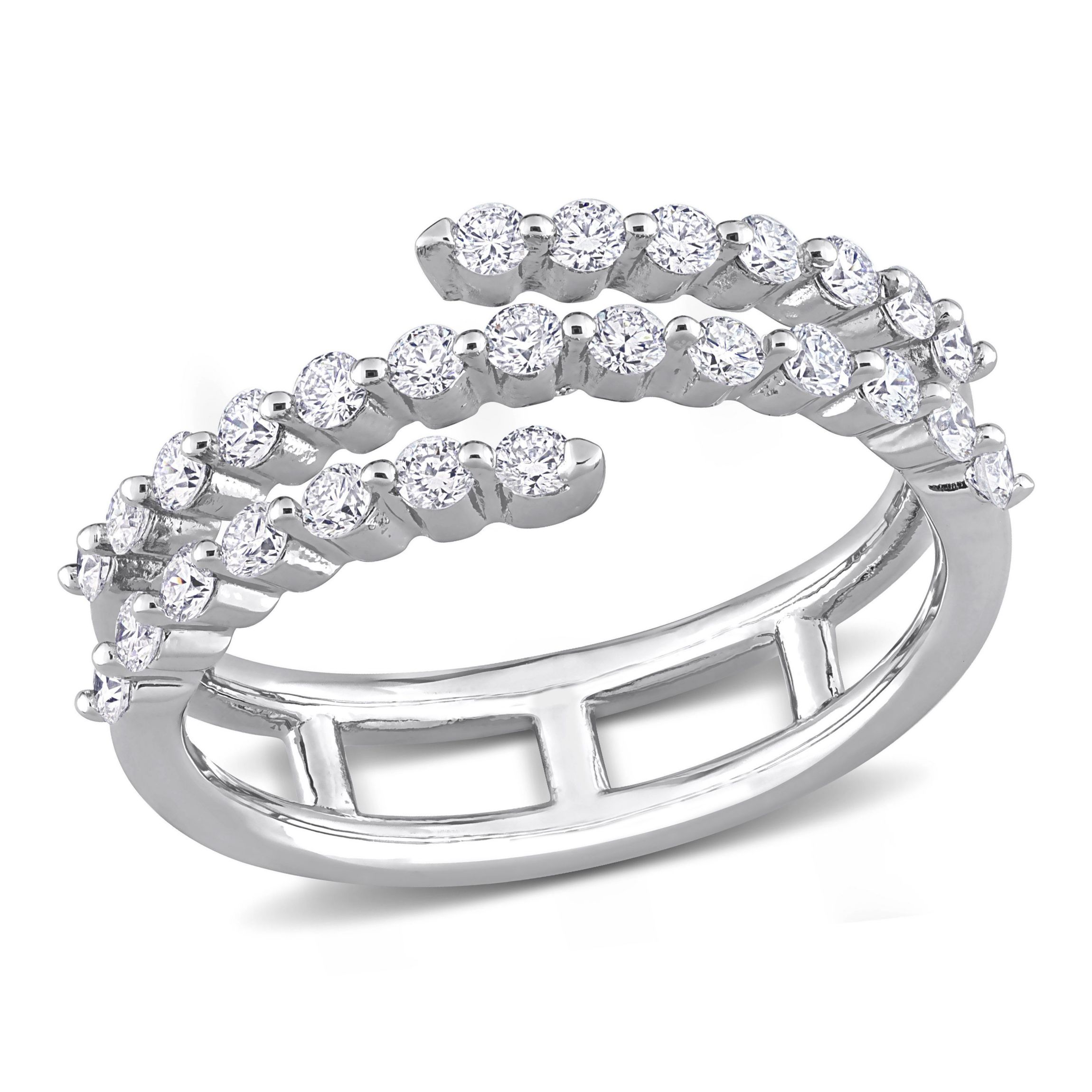 5/8 CT TGW Lab Created Diamond Coil Ring in Platinum Plated Sterling Silver