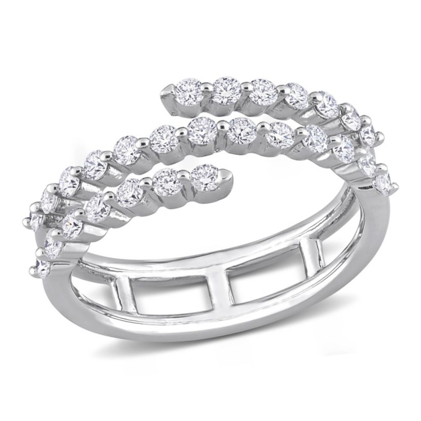 5/8 CT TGW Lab Created Diamond Coil Ring in Platinum Plated Sterling Silver
