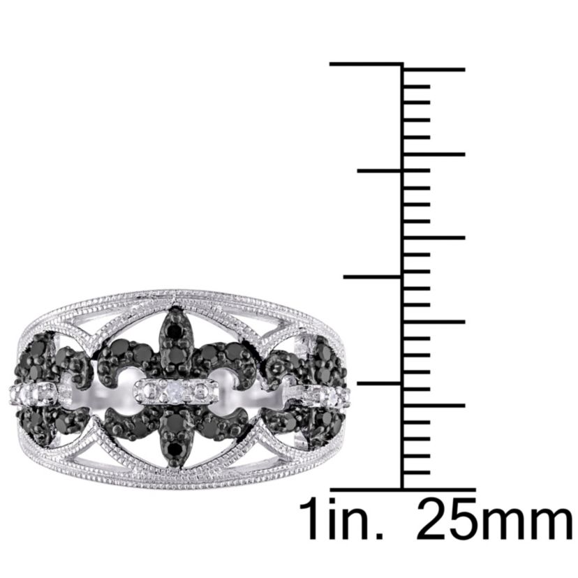 1/4 CT TW Black and White Diamond Ring in Sterling Silver with Black Rhodium