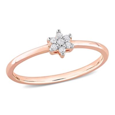 Belk & Co Diamond Accent Floral Promise Ring in Rose Plated Sterling Silver, 6