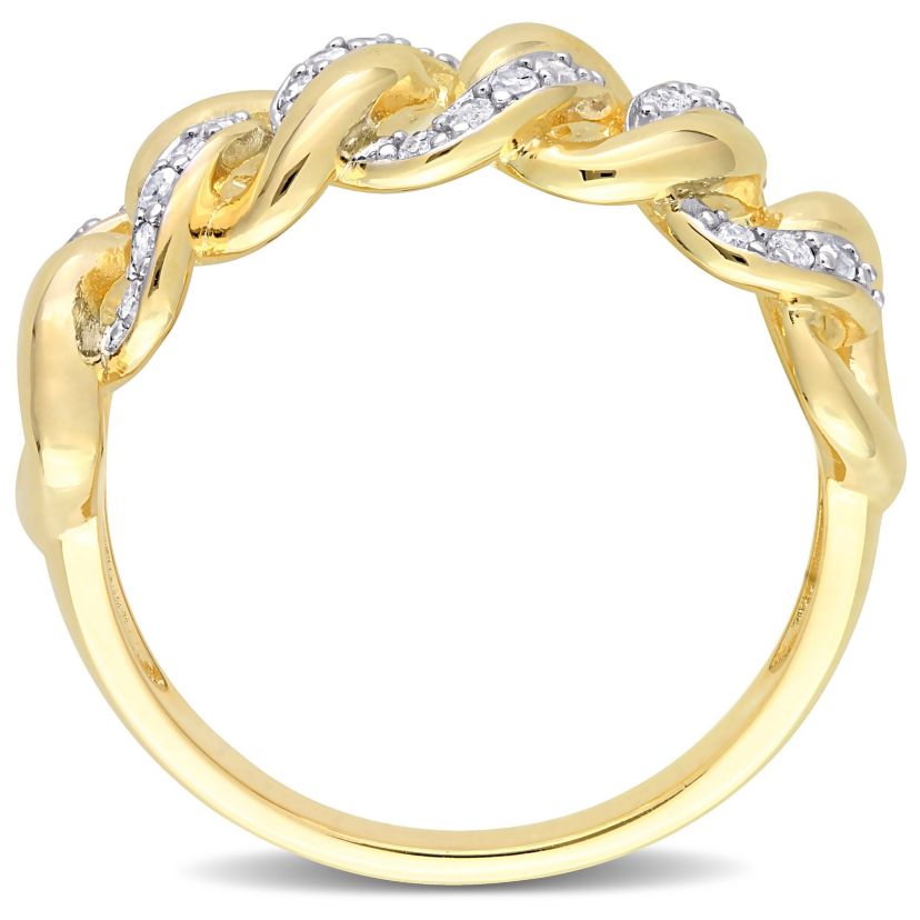 1/4 CT TW Diamond Interlocking Link Ring in Yellow Plated Sterling Silver