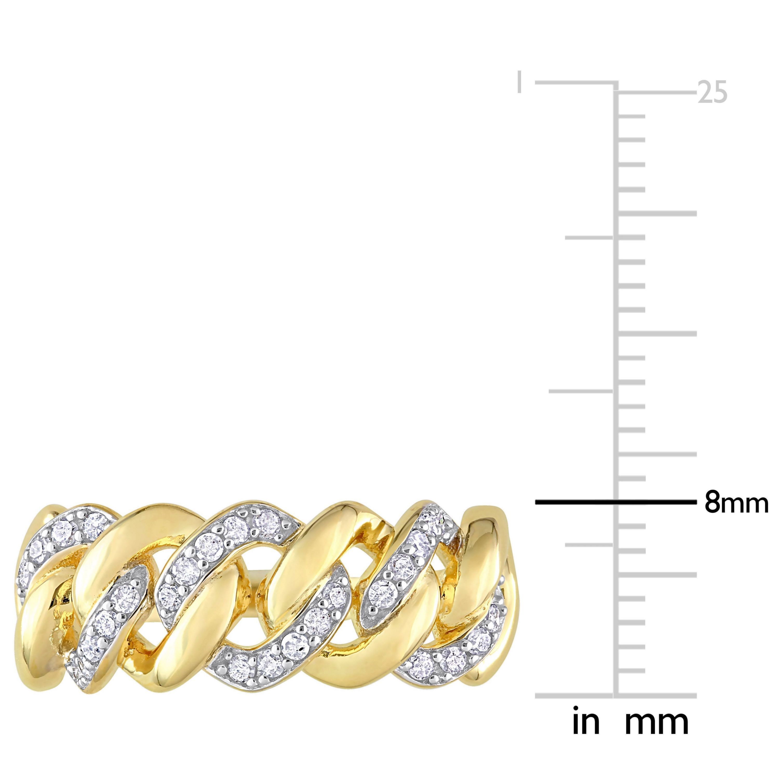 1/4 CT TW Diamond Interlocking Link Ring in Yellow Plated Sterling Silver