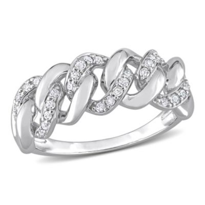 Belk & Co 1/4 Ct Tw Diamond Interlocking Link Ring In Sterling Silver, White, 5 -  0075000266923