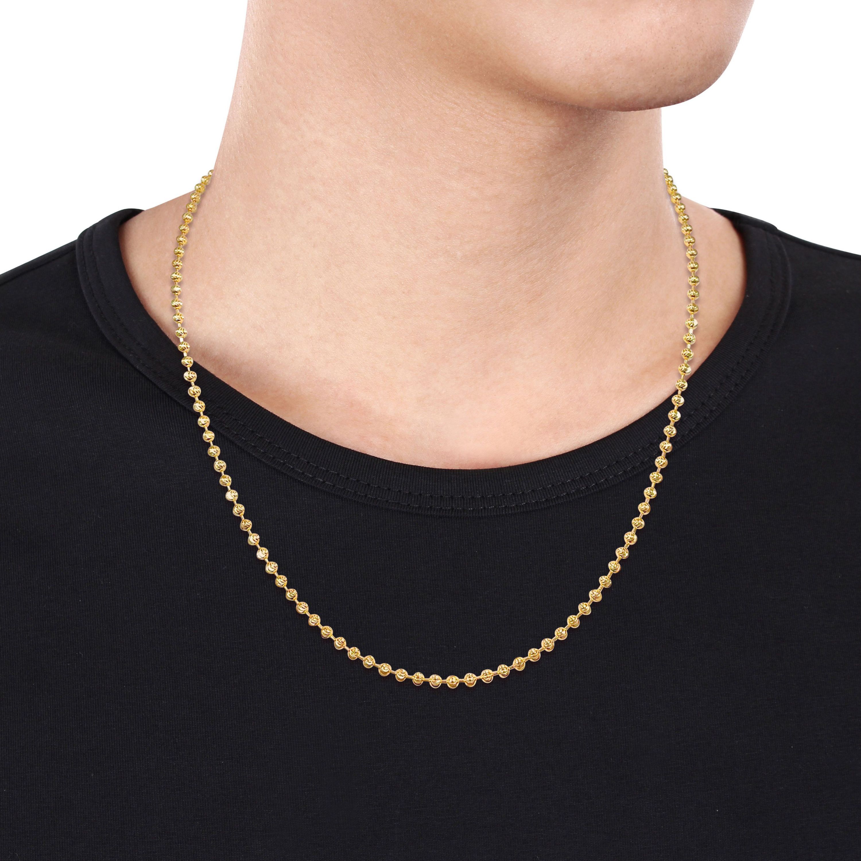 3mm Diamond Cut Ball Chain Necklace in 10k Yellow Gold, 16 in