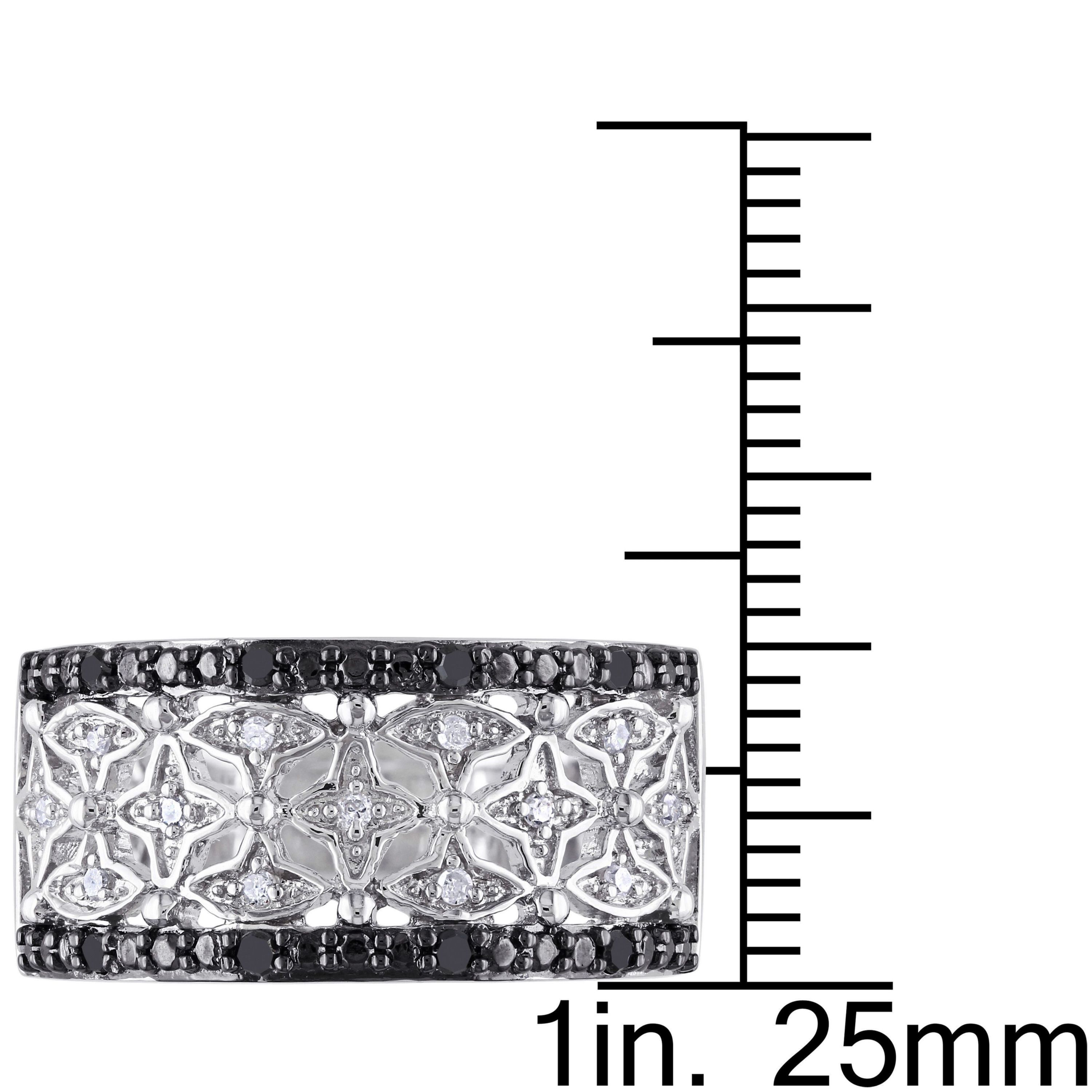 1/7 CT TW Black and White Diamond Vintage Ring in Sterling Silver with Black Rhodium