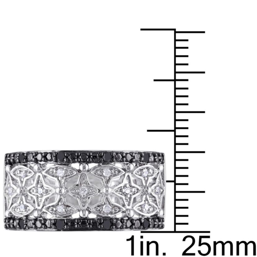 1/7 CT TW Black and White Diamond Vintage Ring in Sterling Silver with Black Rhodium