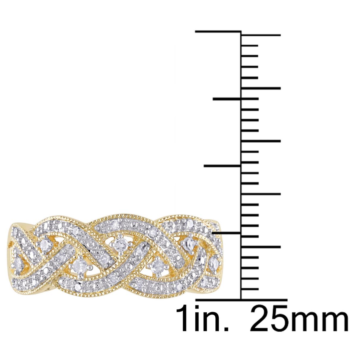 1/8 CT TW Diamond Braided Ring in Yellow Plated Sterling Silver