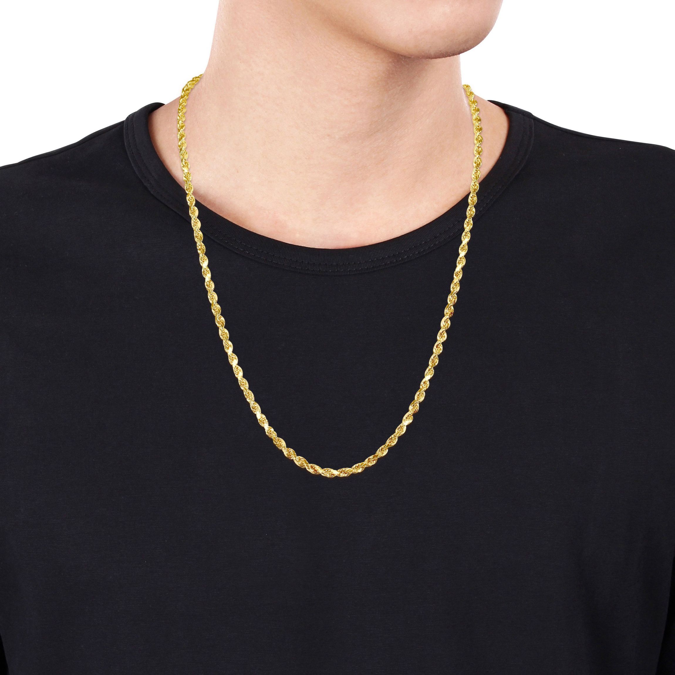 2-Piece Set 4mm Rope Chain Necklace and Bracelet in 10k Yellow Gold