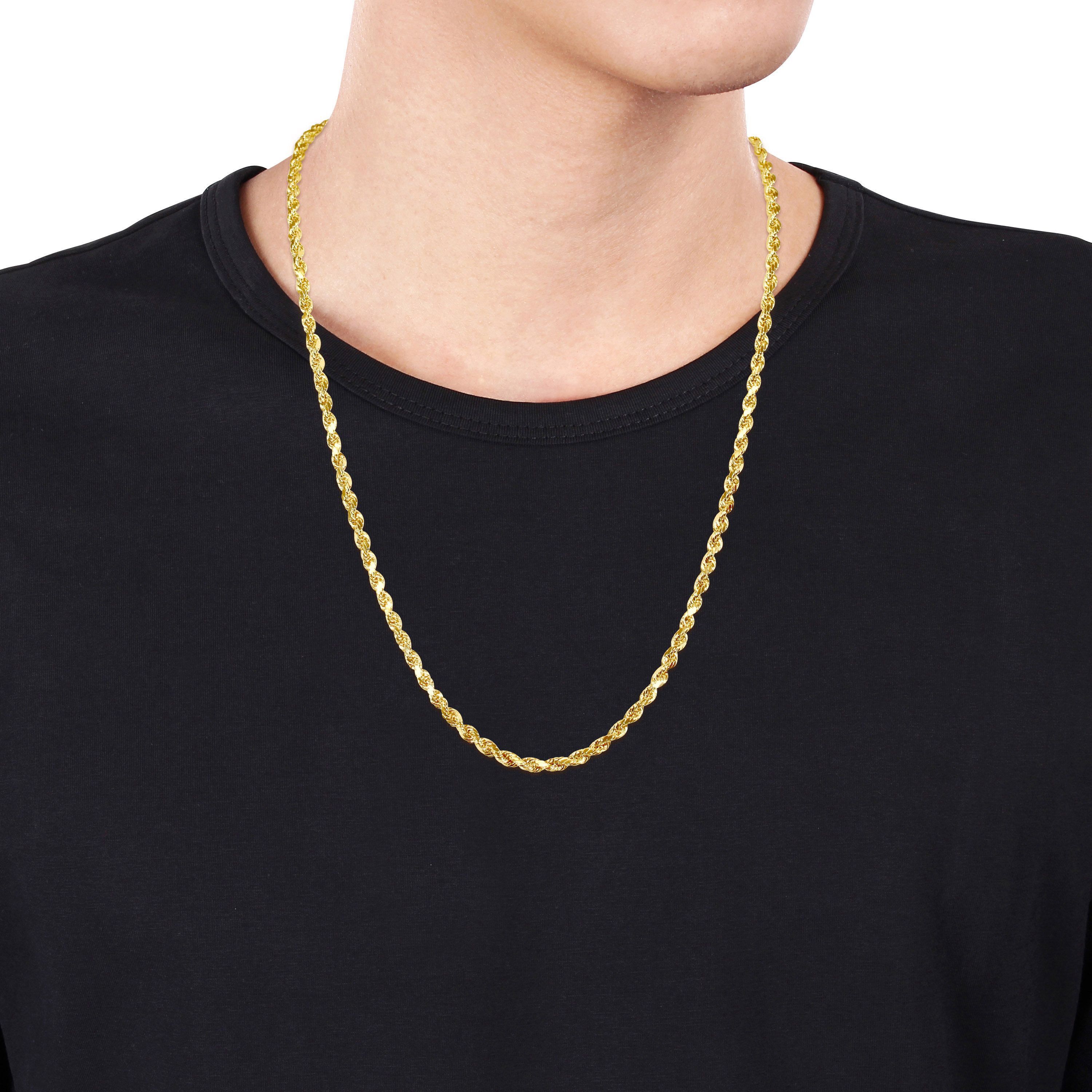 2-Piece Set 4mm Rope Chain Necklace and Bracelet in 10k Yellow Gold
