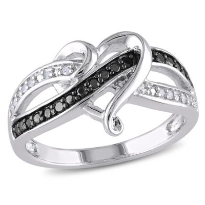 Belk & Co 1/8 CT TW Black and White Diamond Heart Ring in Sterling Silver with Black Rhodium