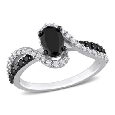Belk & Co Lab Created 1 CT TW Black Diamond and 1/3 CT TGW White Sapphire Crossover Ring in Sterling Silver, 5