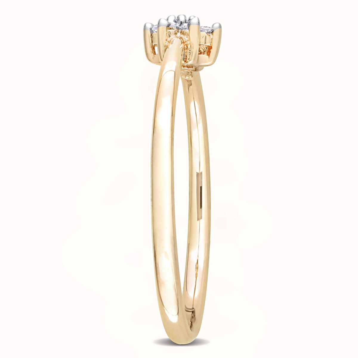 Diamond Accent Floral Promise Ring in Yellow Plated Sterling Silver