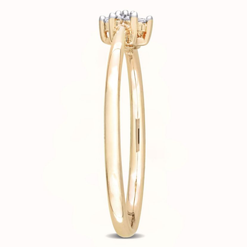 Diamond Accent Floral Promise Ring in Yellow Plated Sterling Silver