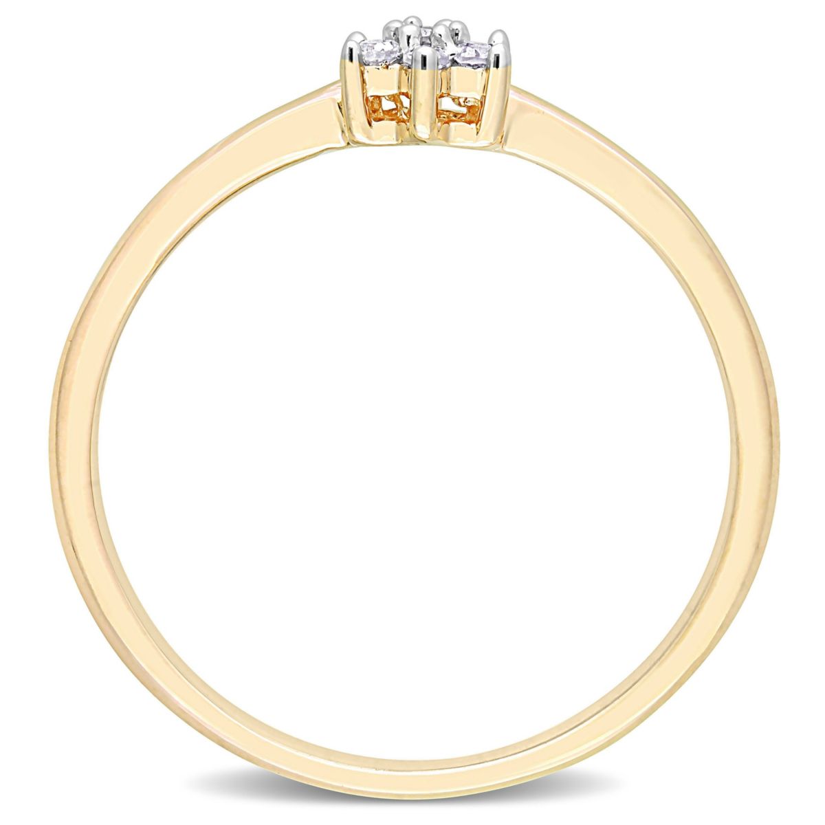 Diamond Accent Floral Promise Ring in Yellow Plated Sterling Silver