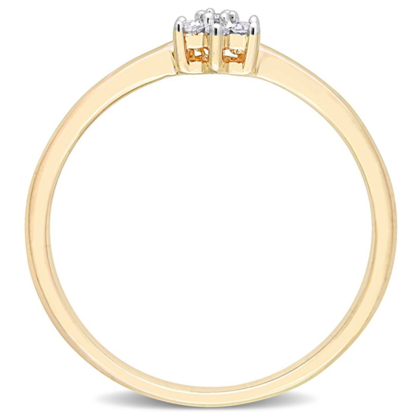 Diamond Accent Floral Promise Ring in Yellow Plated Sterling Silver