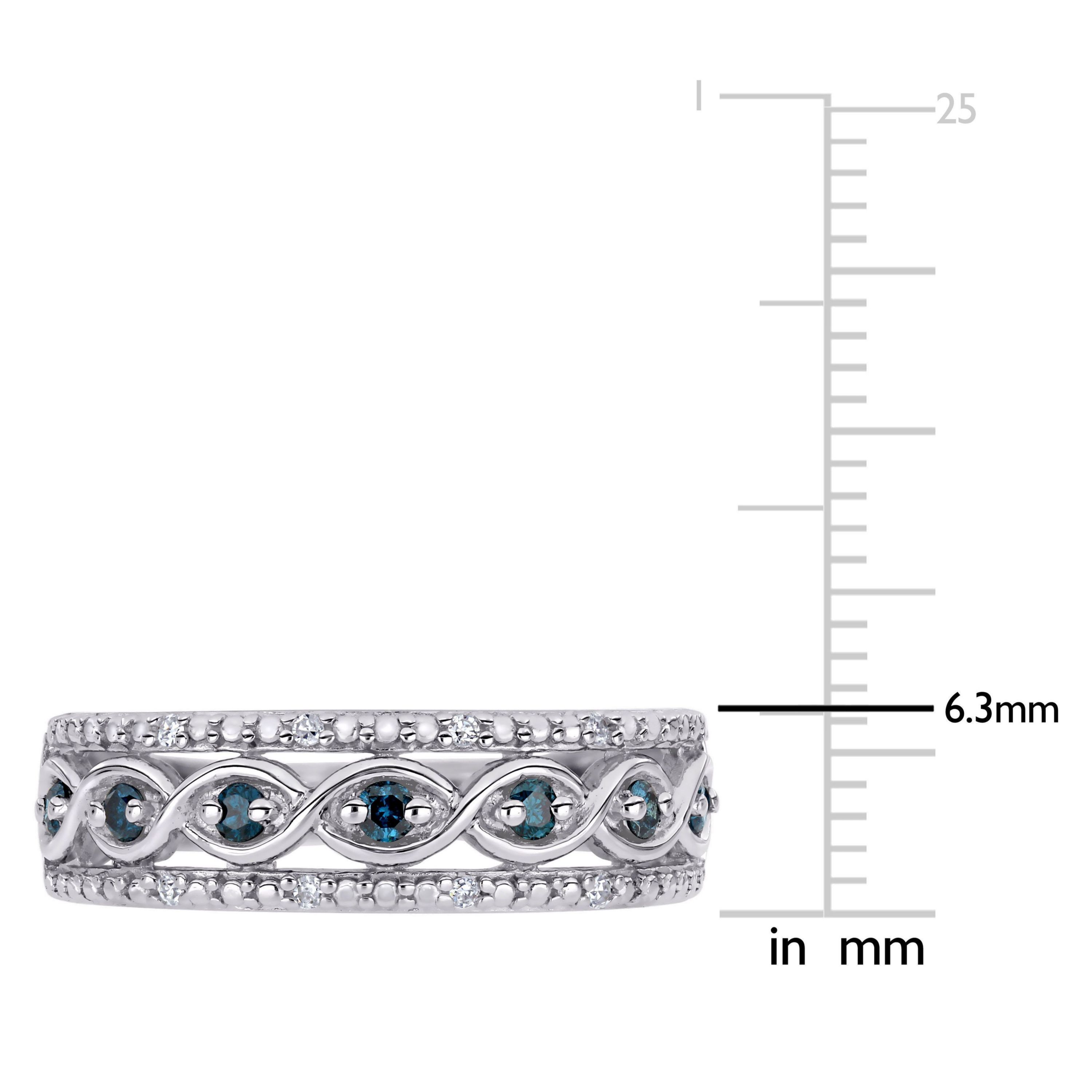 1/4 CT TW Blue and White Diamond Filigree Infinity Anniversary Band in Sterling Silver