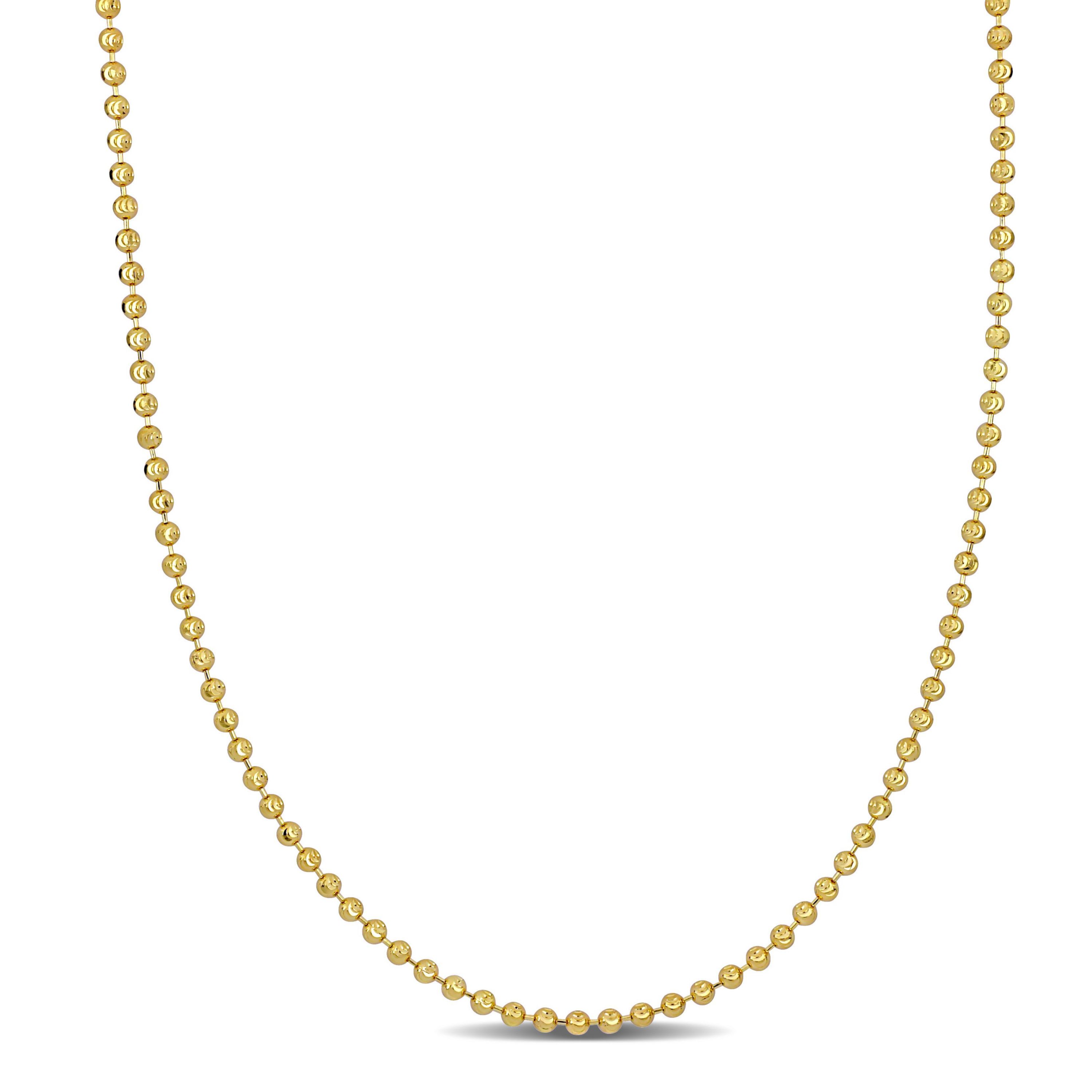 2mm Diamond Cut Ball Chain Necklace in 10k Yellow Gold, 18 in