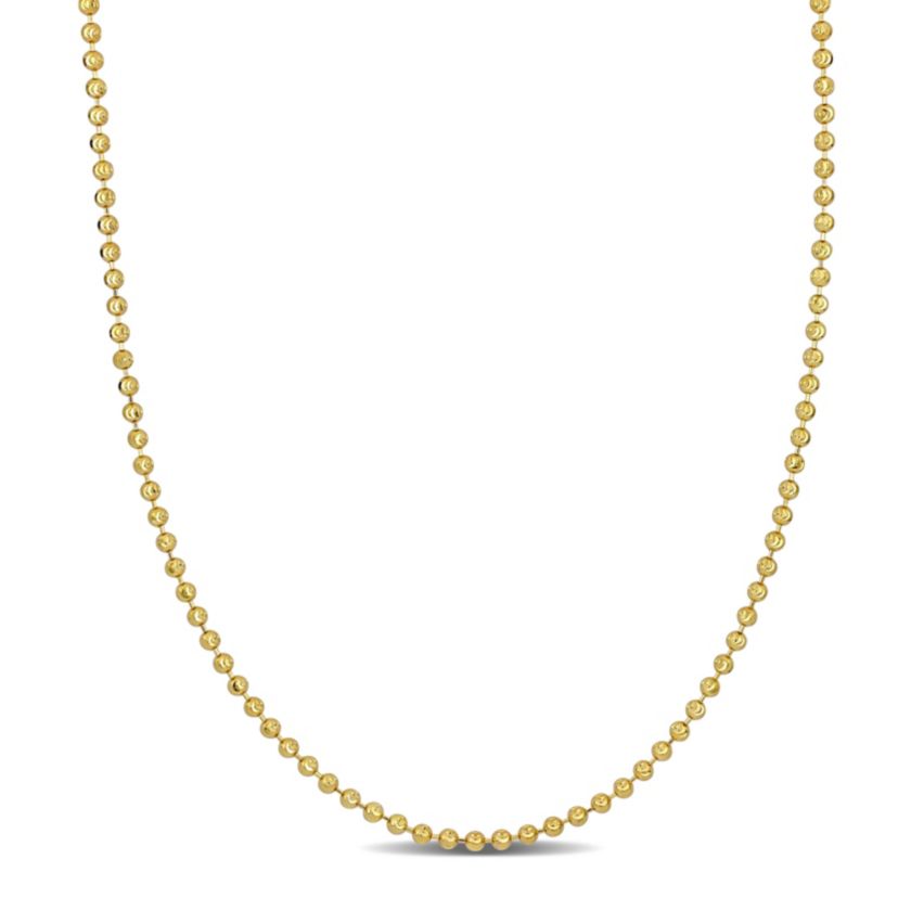 2mm Diamond Cut Ball Chain Necklace in 10k Yellow Gold, 18 in