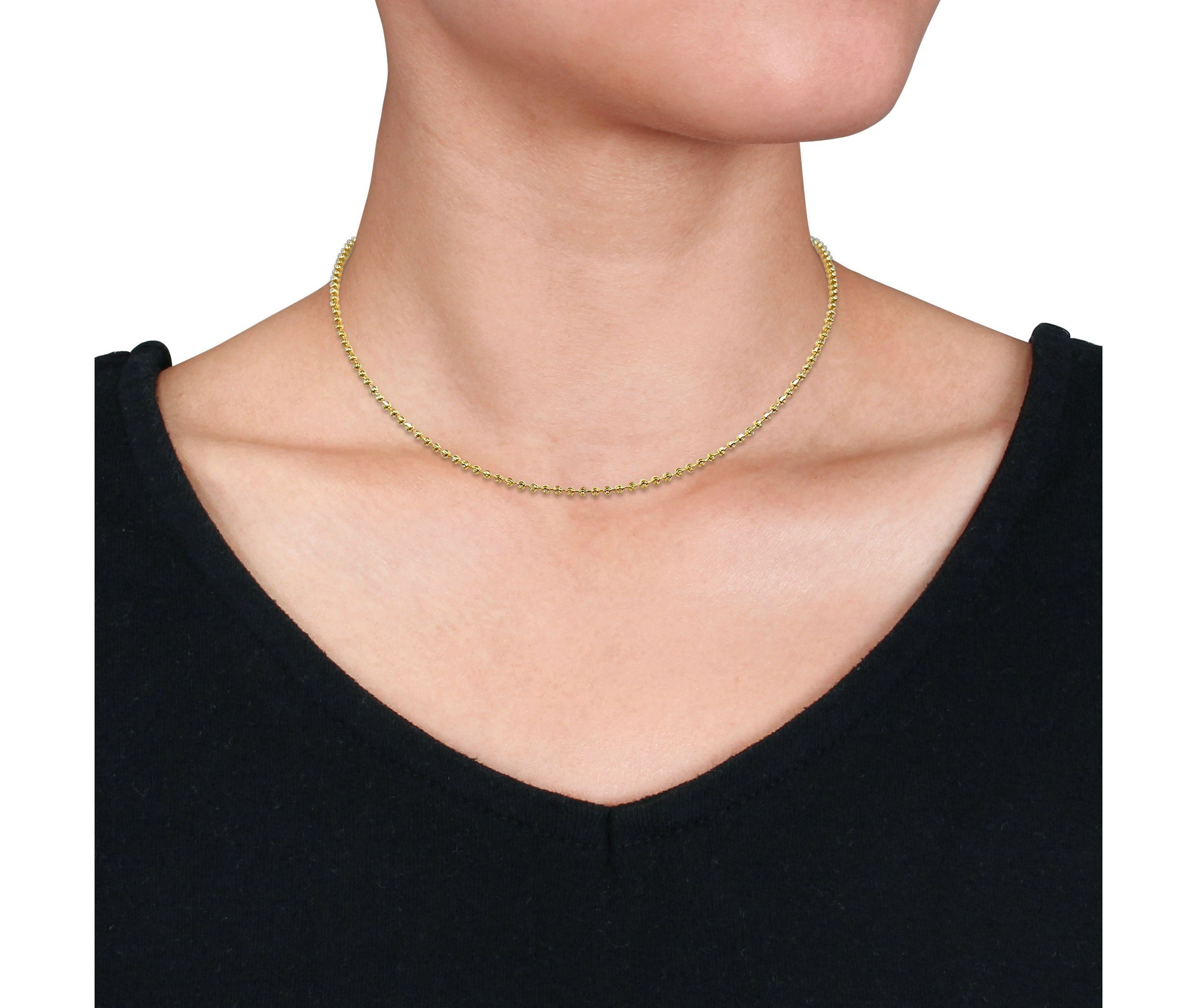 2mm Diamond Cut Ball Chain Necklace in 10k Yellow Gold, 18 in