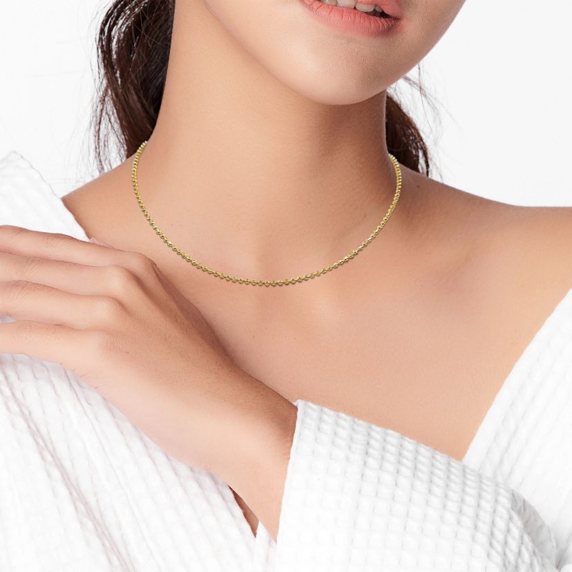 2mm Diamond Cut Ball Chain Necklace in 10k Yellow Gold, 18 in