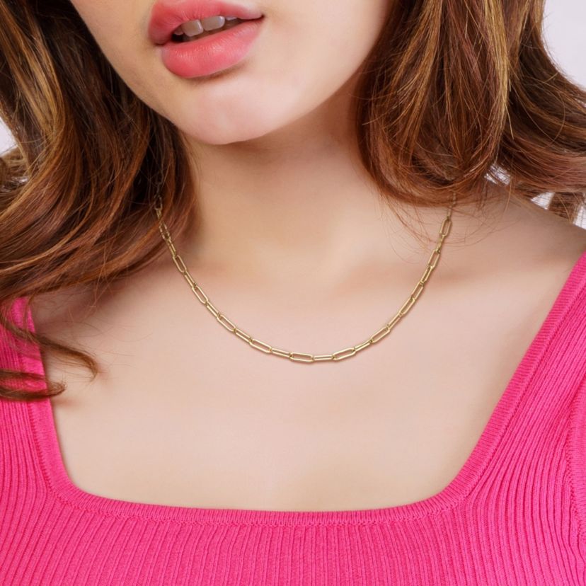 3.3mm Polished Paperclip Chain Necklace in 14k Yellow Gold, 16 in